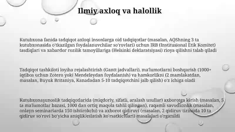 Kutubxonashunoslik fanining ilmiy usullari va kutubxonashunoslik tadqiqotlarini tashkil etish 3