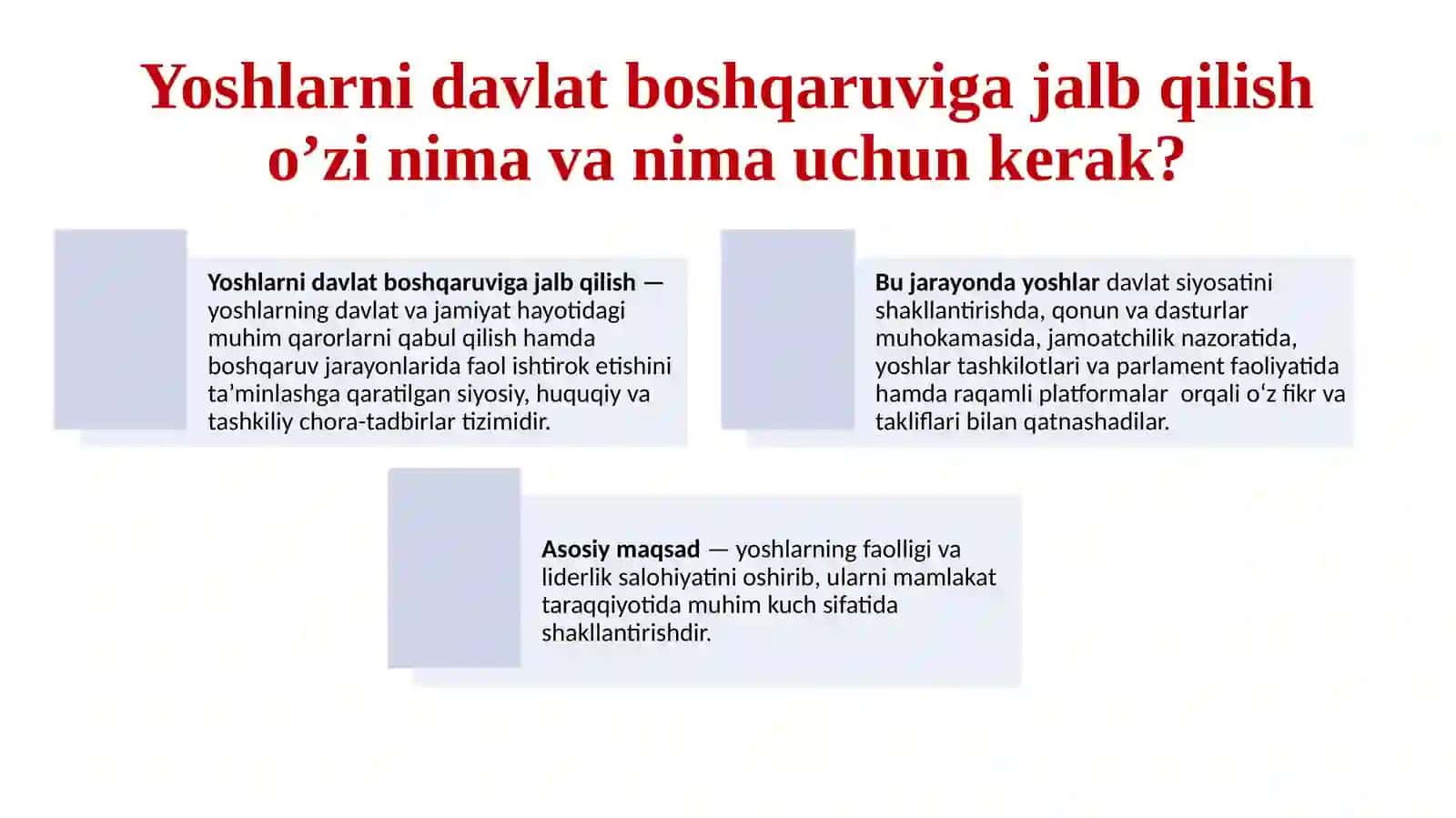 Yoshlarni davlat boshqaruviga jalb qilishning samarali mexanizmlari va zamonaviy yondashuvlari 3