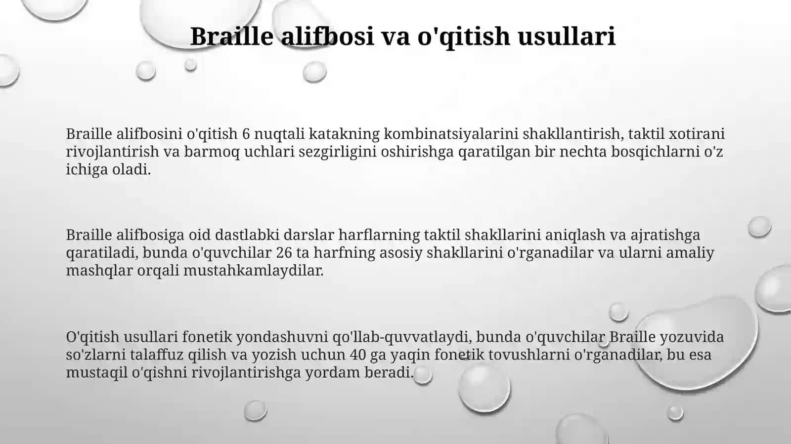 Ko'zi ojiz o'quvchilar bilan Braille alifbosida ishlash: usullar va strategiyalar 3