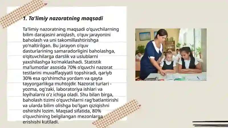 Ta'limiy nazorat darslarini tashkil etish 3
