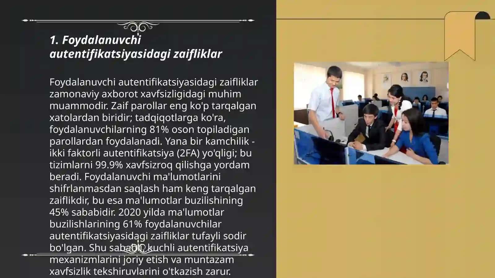 Kompyuter tarmoqlaridagi tahdid, hujumlar va ulardagi zaifliklar. Axborot xavfsizligi ta'minlash qonunchiligi 3