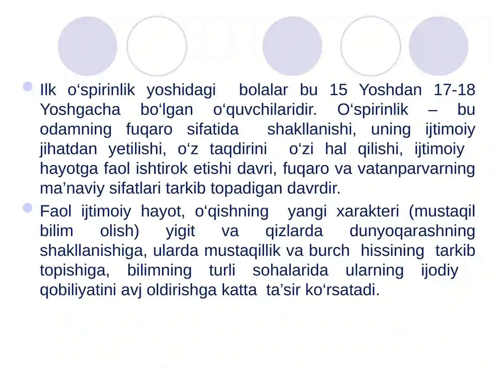 Ilk o’spirinlik davrining psixologik xususiyatlari 3