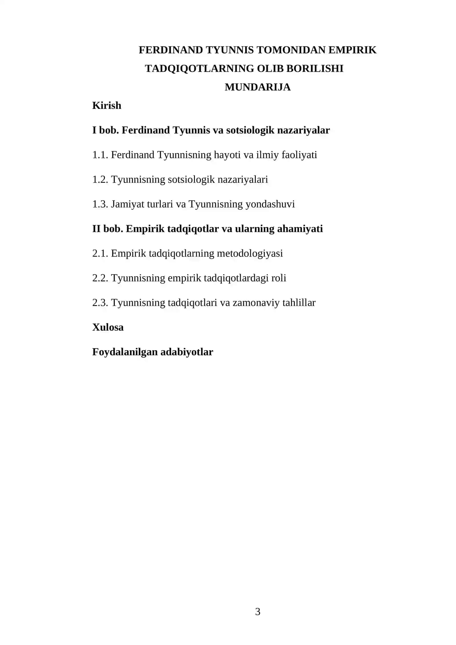 Ferdinand Tyunnis tomonidan empirik tadqiqotlarning olib borilishi 3
