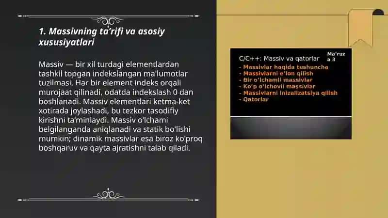 Massivlarni tashkil etish 3