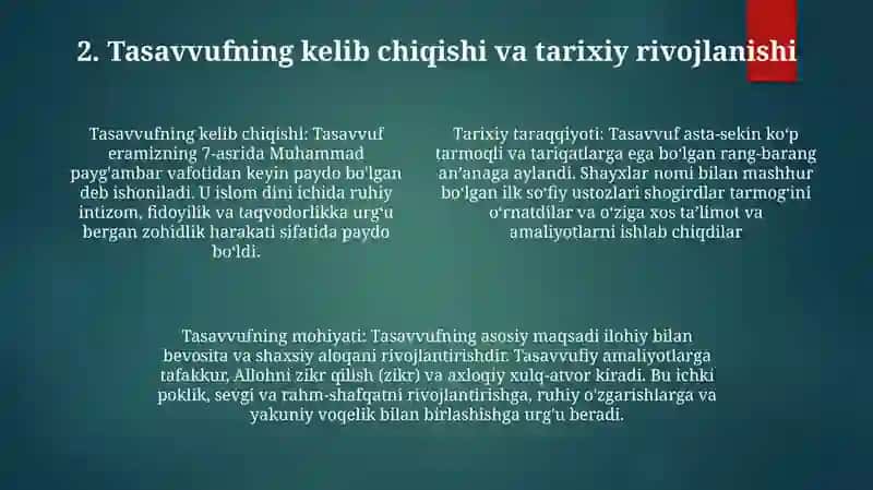 Tasavvuf Tushunchasi Va Uning Mohiyati.Tasavvufning Kelib Chiqishi Mazmuni Va Mohiyati 3