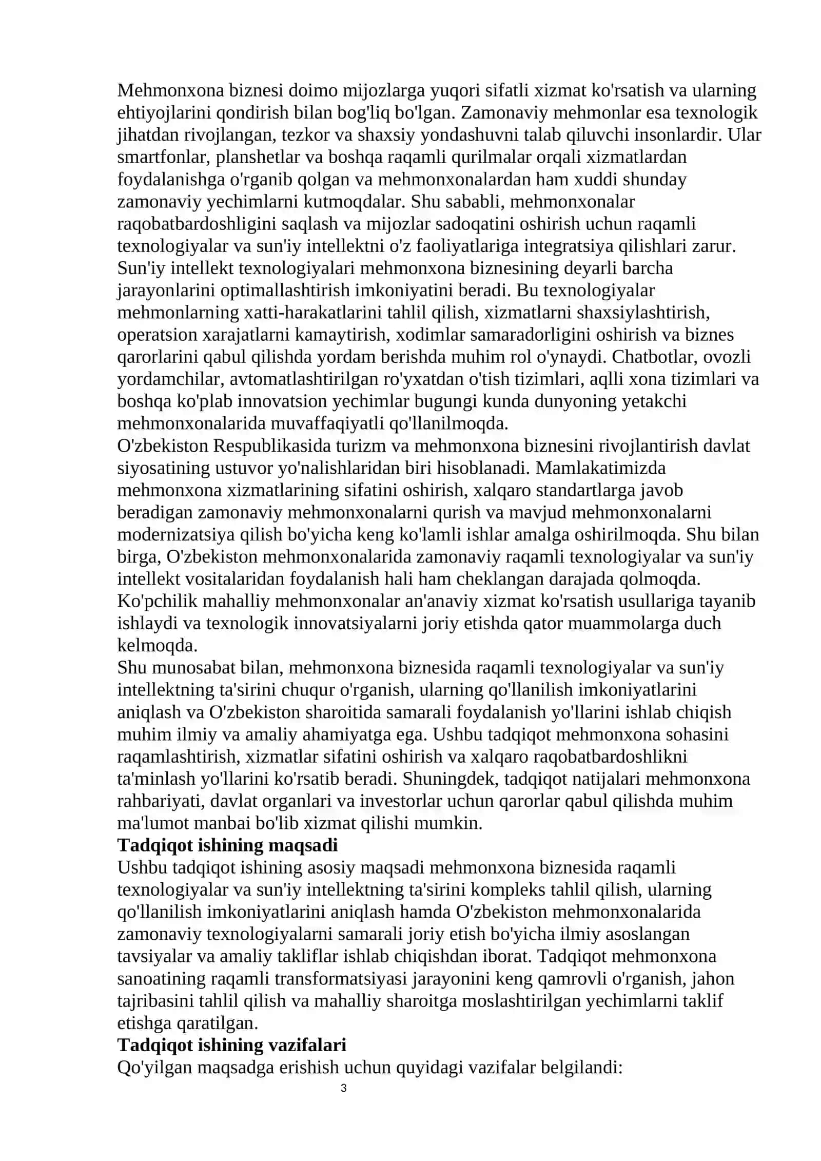 Raqamli texnologiyalar va sun'iy intellektning mehmonxona biznesida ta'siri va uning rivojlanish istiqbollari 3