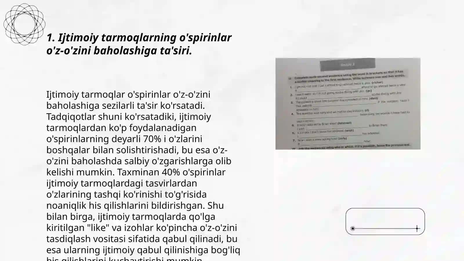 Ijtimoiy tarmoqlar O'spirin yoshdagilarning o'z o'zini baholashiga va o'zini taqdim etishiga qanday ta'sir qiladi? 3