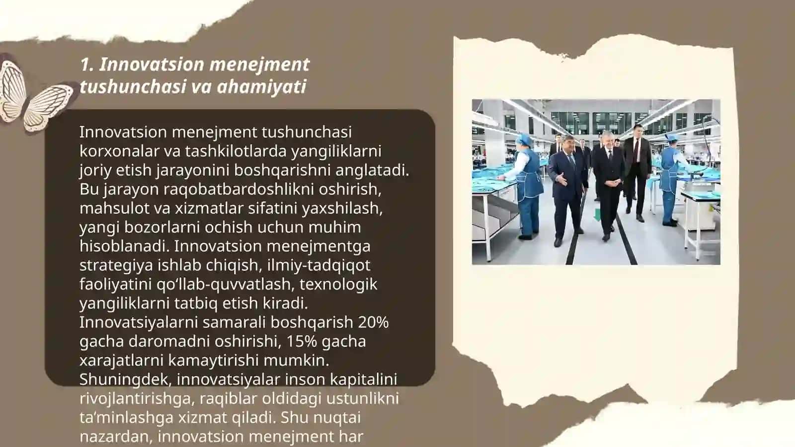 O‘zbekiston korxonalarida innovatsion menejmentni rivojlantirish yo‘llari(misollar bilan) 3