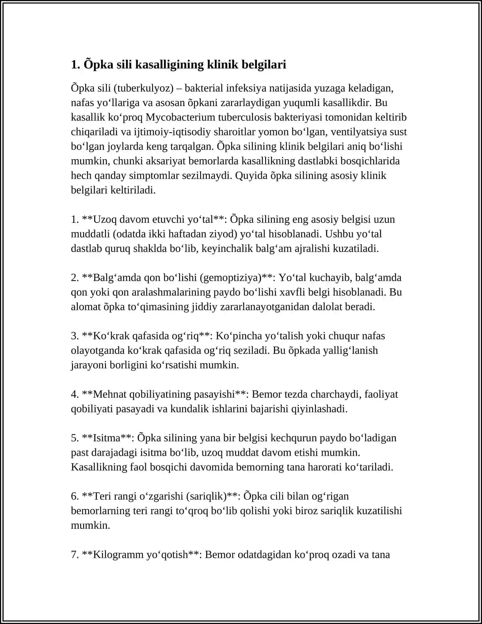 ÕPKA SILI KASLLIGINING KLINIKASI, ETIOLOGIYASI, DAVOSI, ASORATLARI 3
