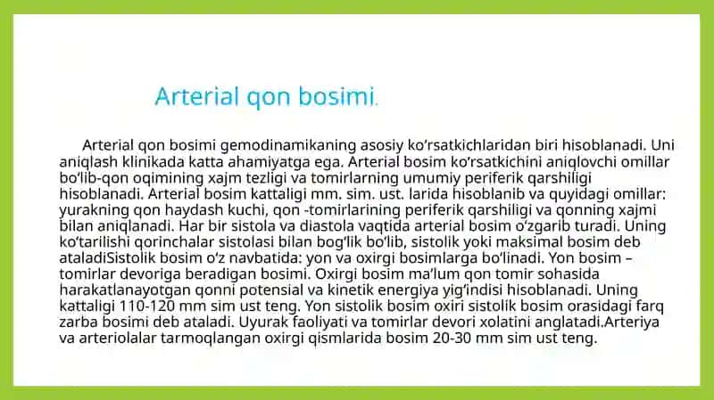 ARTERIAL QON BOSIMI MIKROSIRKULYATSIYA TIZIMI.QON TOMIRLAR TONUSINI BOSHQARILISHI 3