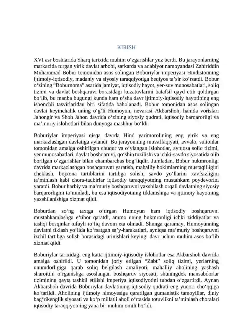 Bobur va uning vorislari amalga oshirgan ijtimoiy iqtisodiy islohatlarning mohiyati 3