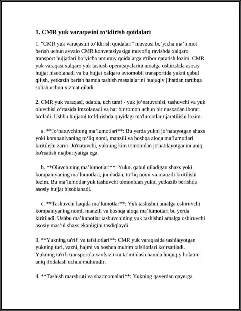 AVTOMOBIL TRANSPORTIDA XALQARO TASHUVLARDA TO'LDIRILADIGAN HUJJATLAR 3
