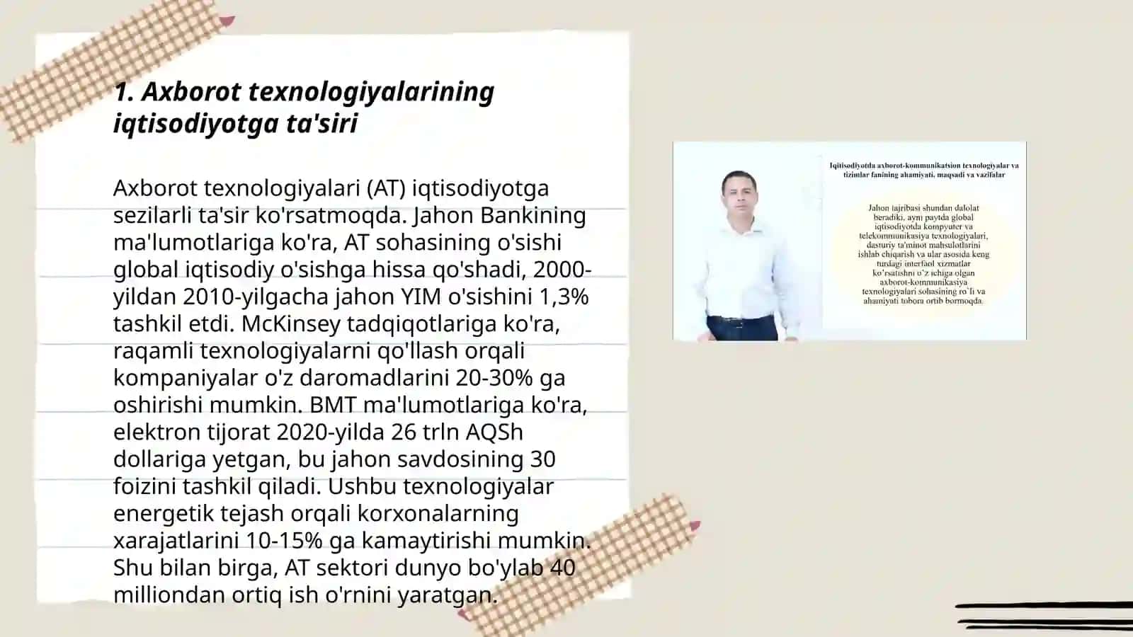 Iqtisodiyotda axborot-kommunikatsion texnologiyalar va tizimlar faniga kirish Ro'zmatova Xoljonoy 3
