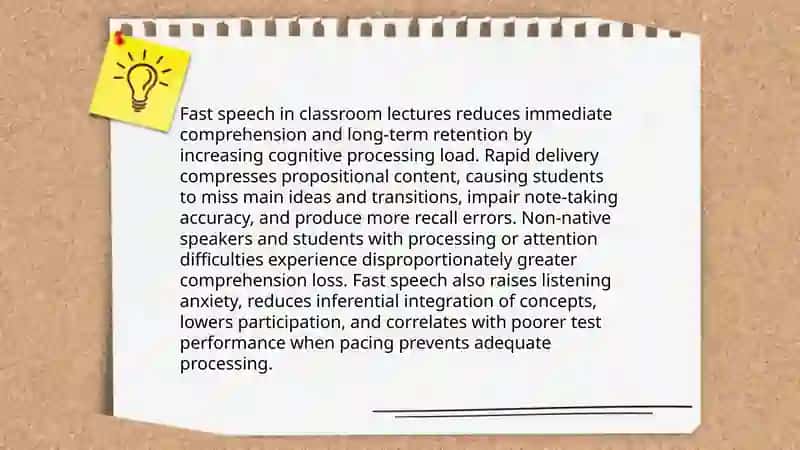 The Influence of speech speed on student comprehension 3