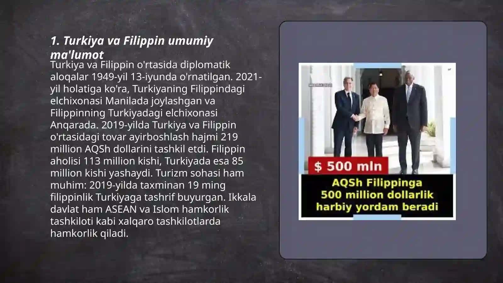 Turkiya va Filippin haqida umumiy maʼlumotlar va iqtisodiy va siyosiy taqqoslash 3