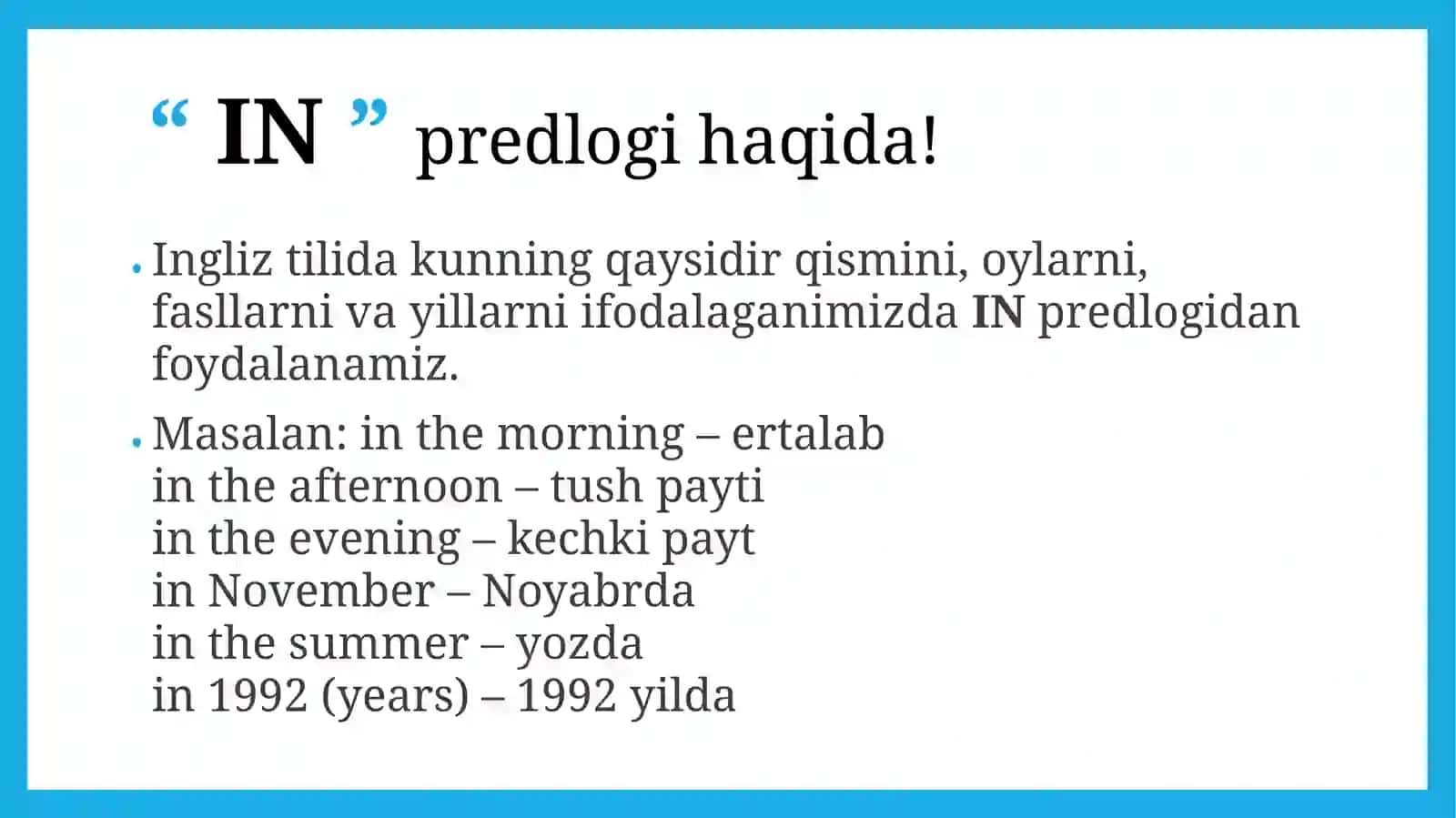 Ingliz tilida "IN" va "ON" predloglari 3