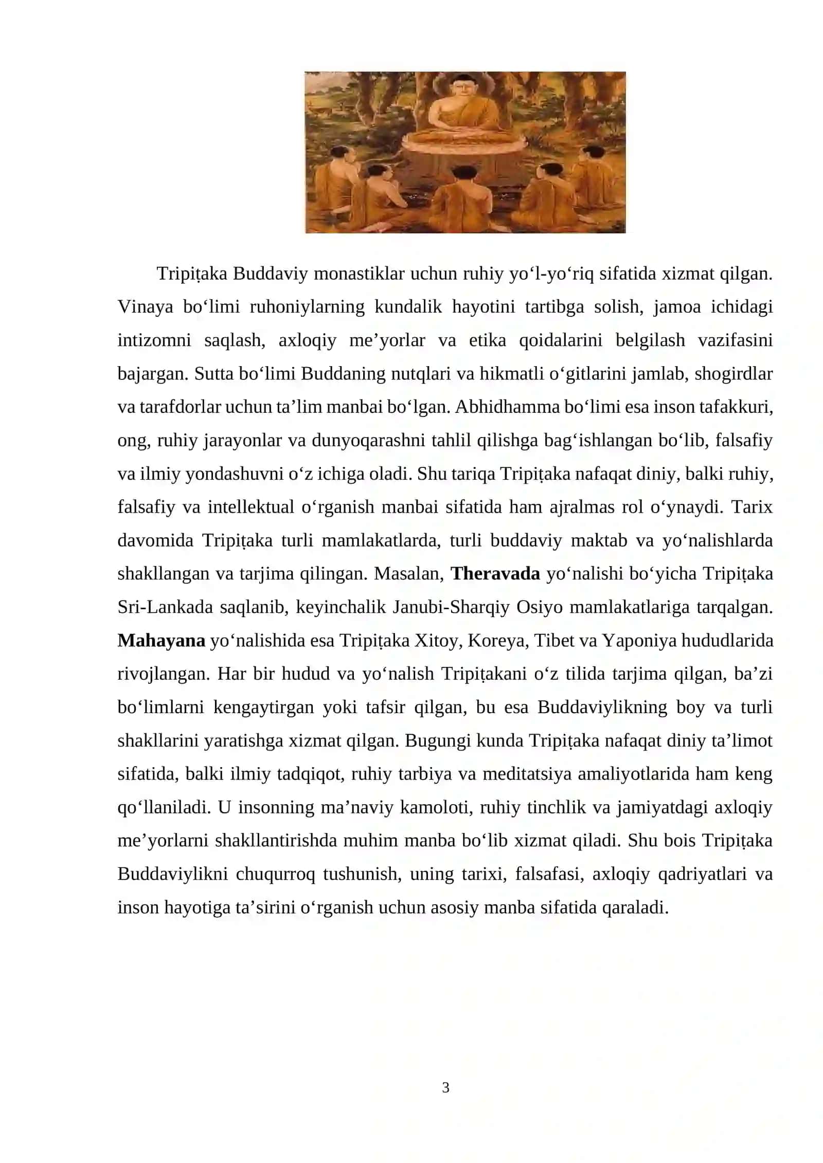 Buddaviylikni muqaddas kitobi tripipitaka haqida umumiy 3