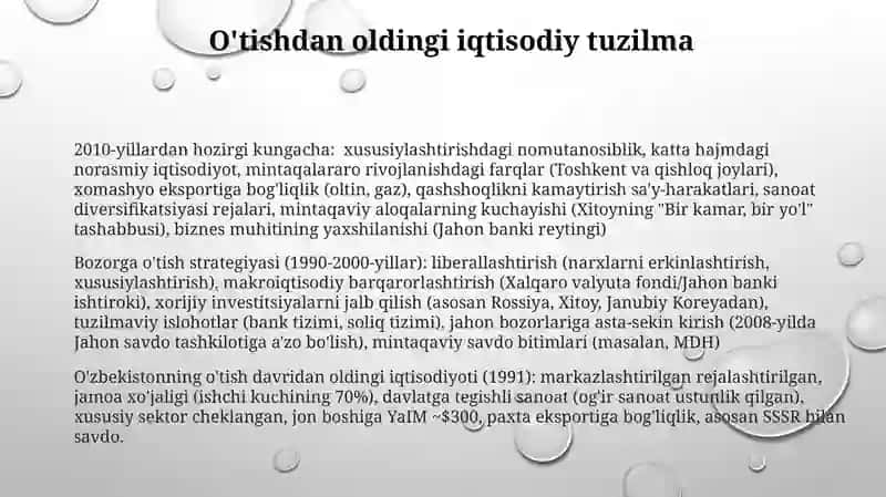Oʻzbekiston Respublikasining bozor munosabatlariga oʻtish konsepsiyasi va strategiyasi 3
