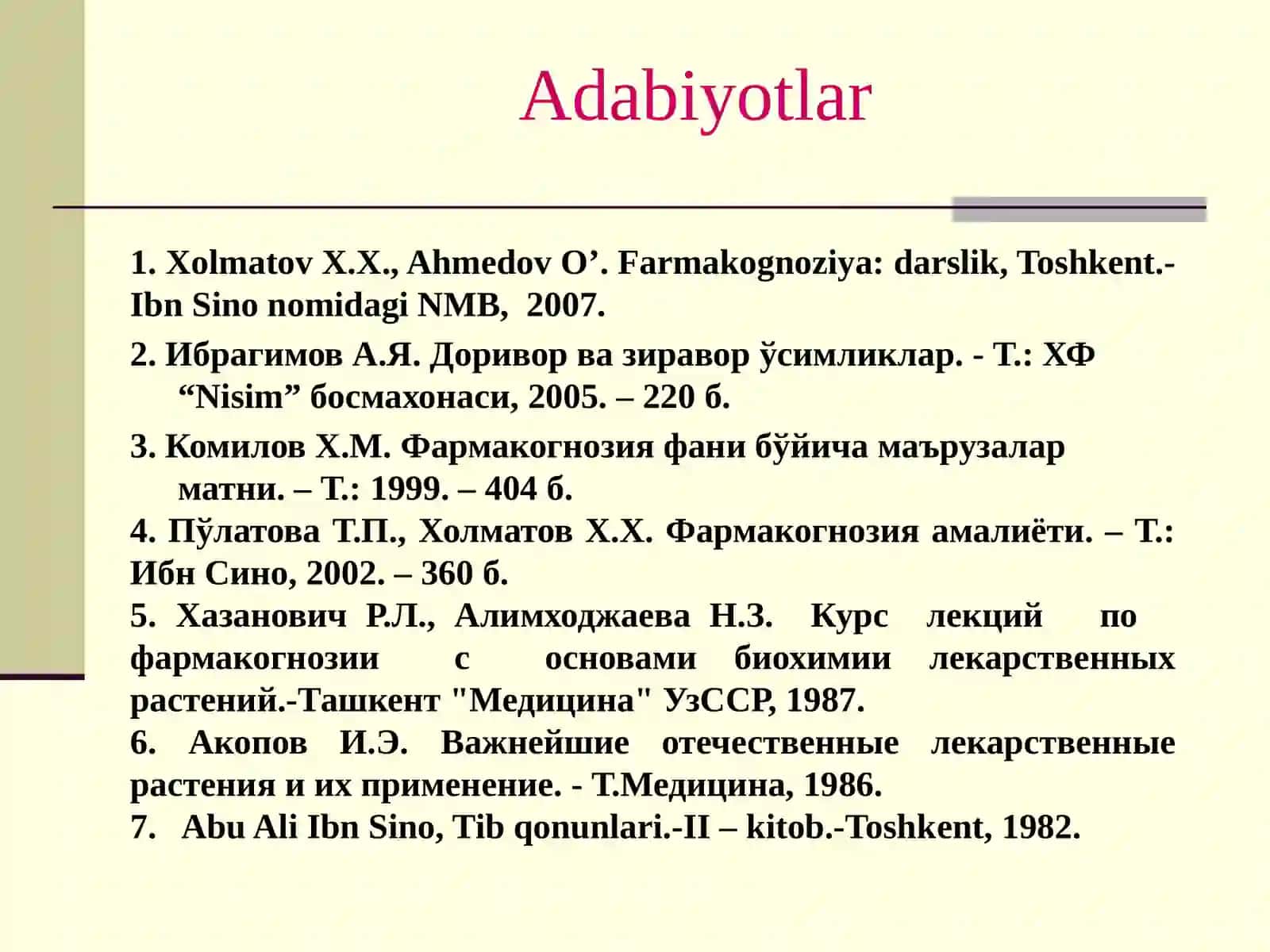 Tarkibida oddiy fenollar, fenolglikozidlar xamda lignanlar bo’lgan dorivor o’simliklar va mahsulotlar 3