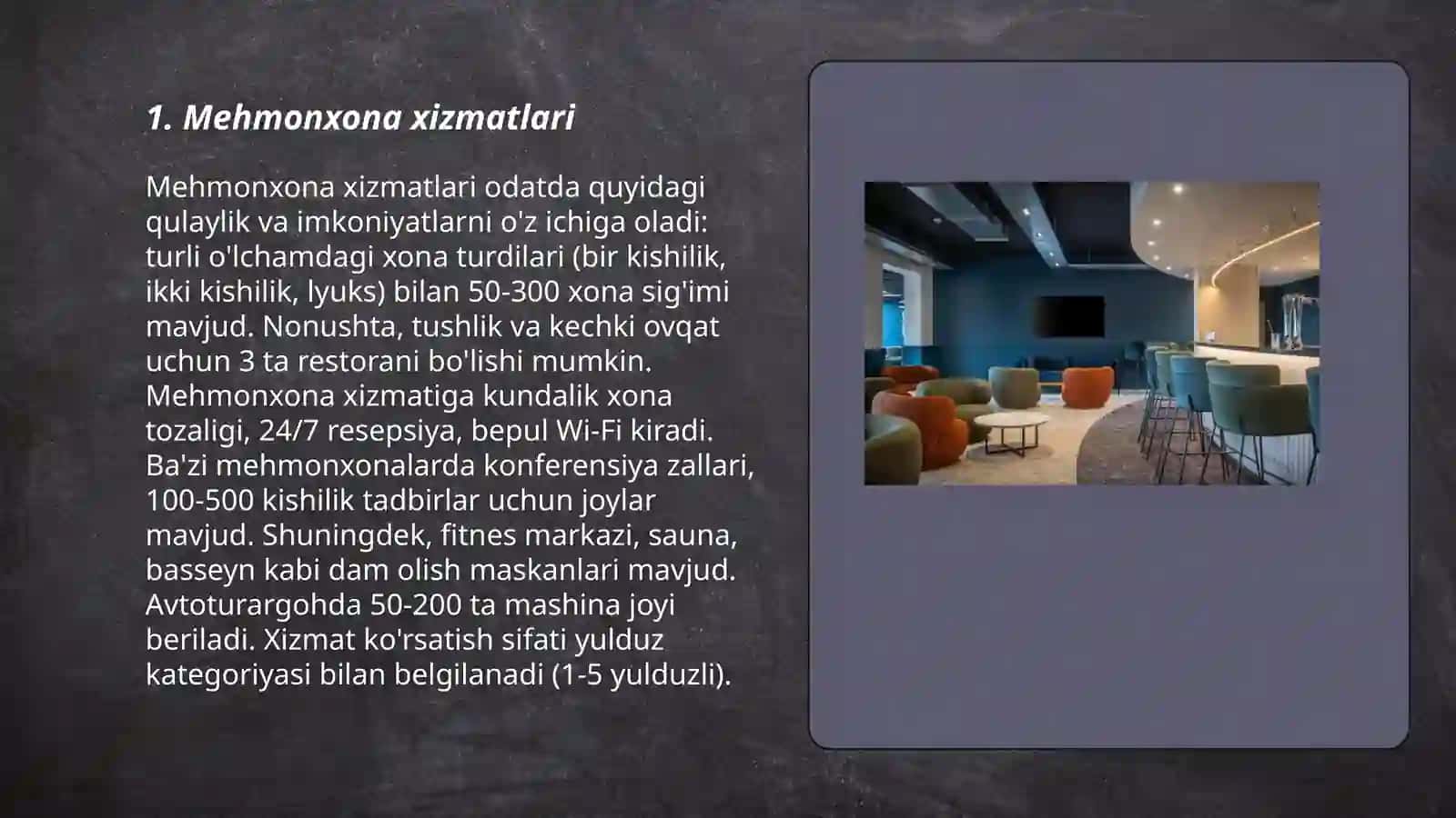 Mehmonxona xizmatlari 3