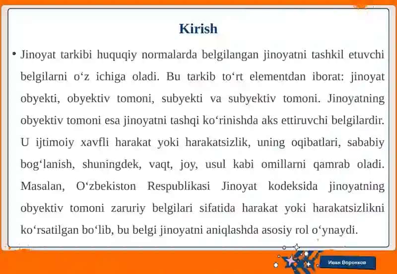 Jinoyatning obyektiv tomoni zaruriy belgilari 3