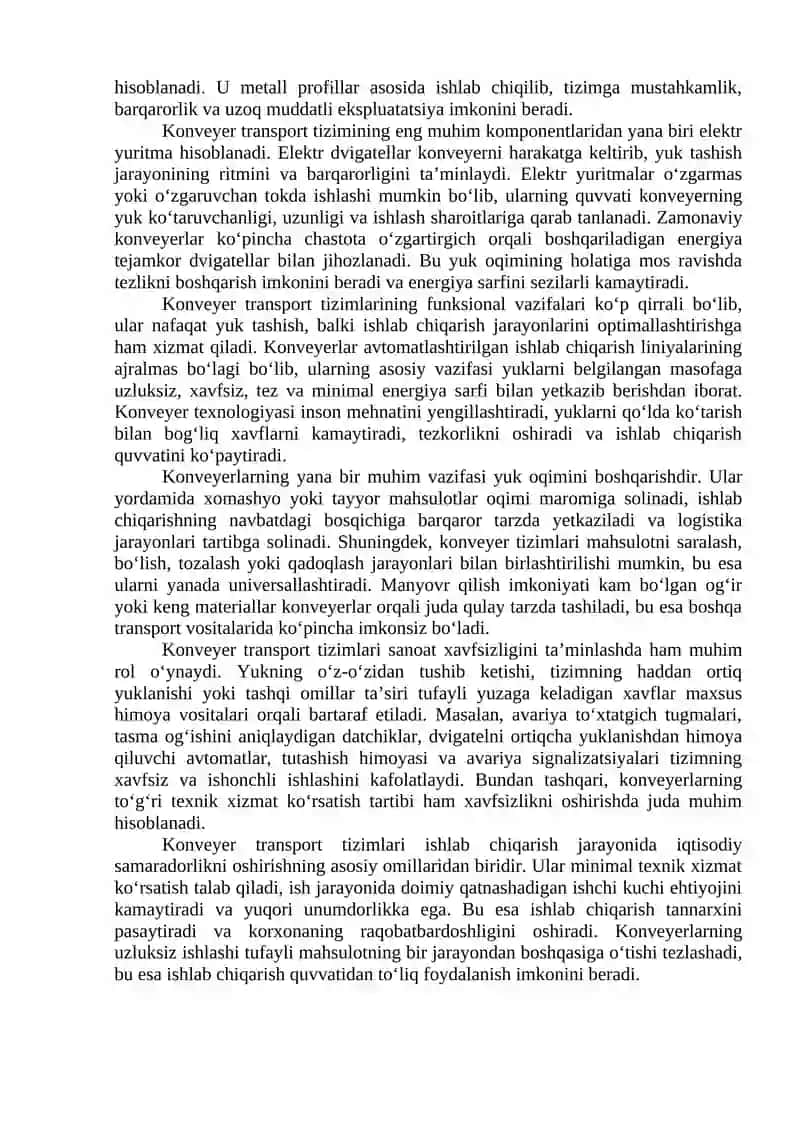 Konveyr transportning elektr taʼminot sxemasi 3