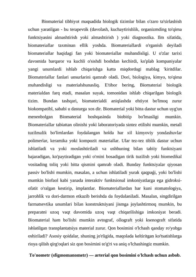 Suyuq biomateriallar xossalari, yurak va qon tomirlari yopiq biofizika tizimsi 3