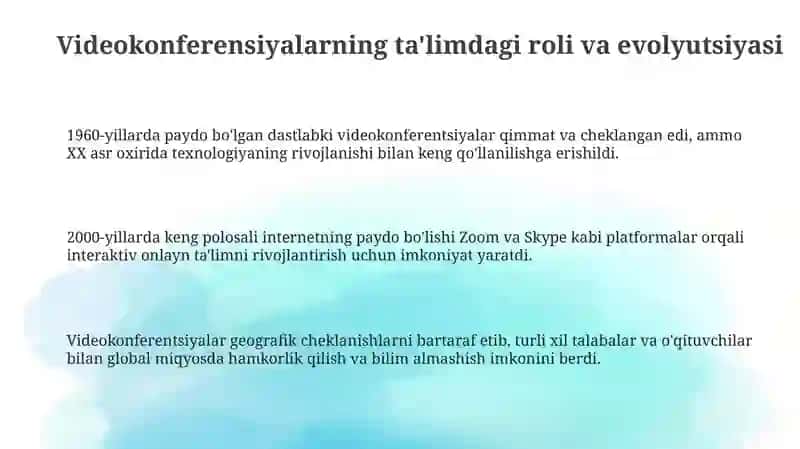 Ta'lim Jarayonida Video Konferensiyalar 3