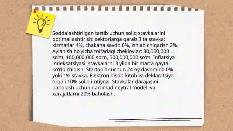 Soliq to‘lovchilarga soliq siyosatini takomillashtirish 3