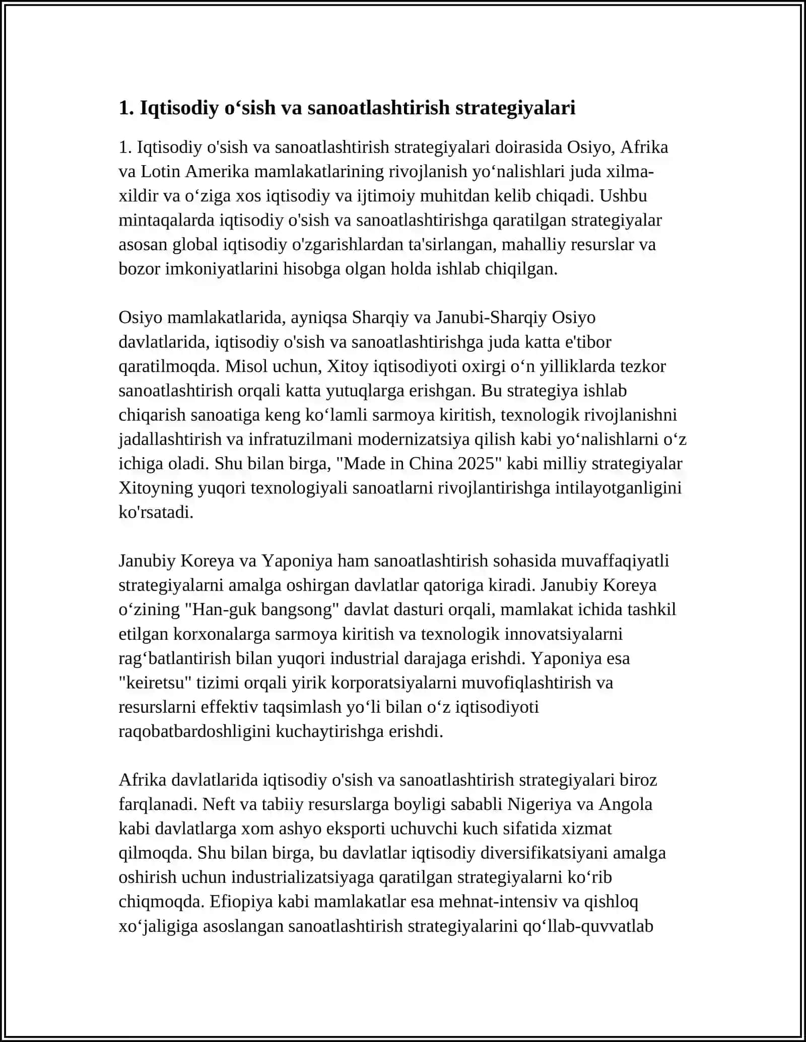 OSIYO AFRIKA VA LOTIN AMERIKA MAMLAKATLARI RIVOJLANISHINING ASOSIY YOʻNALISHLARI 3