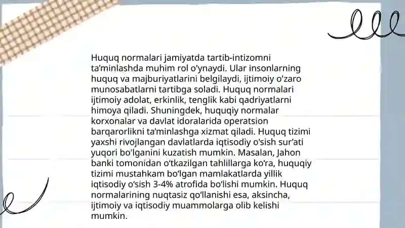Huquq normalarining jamiyatdagi ijtimoiy munosabatlarda qoʻllanilishi 3