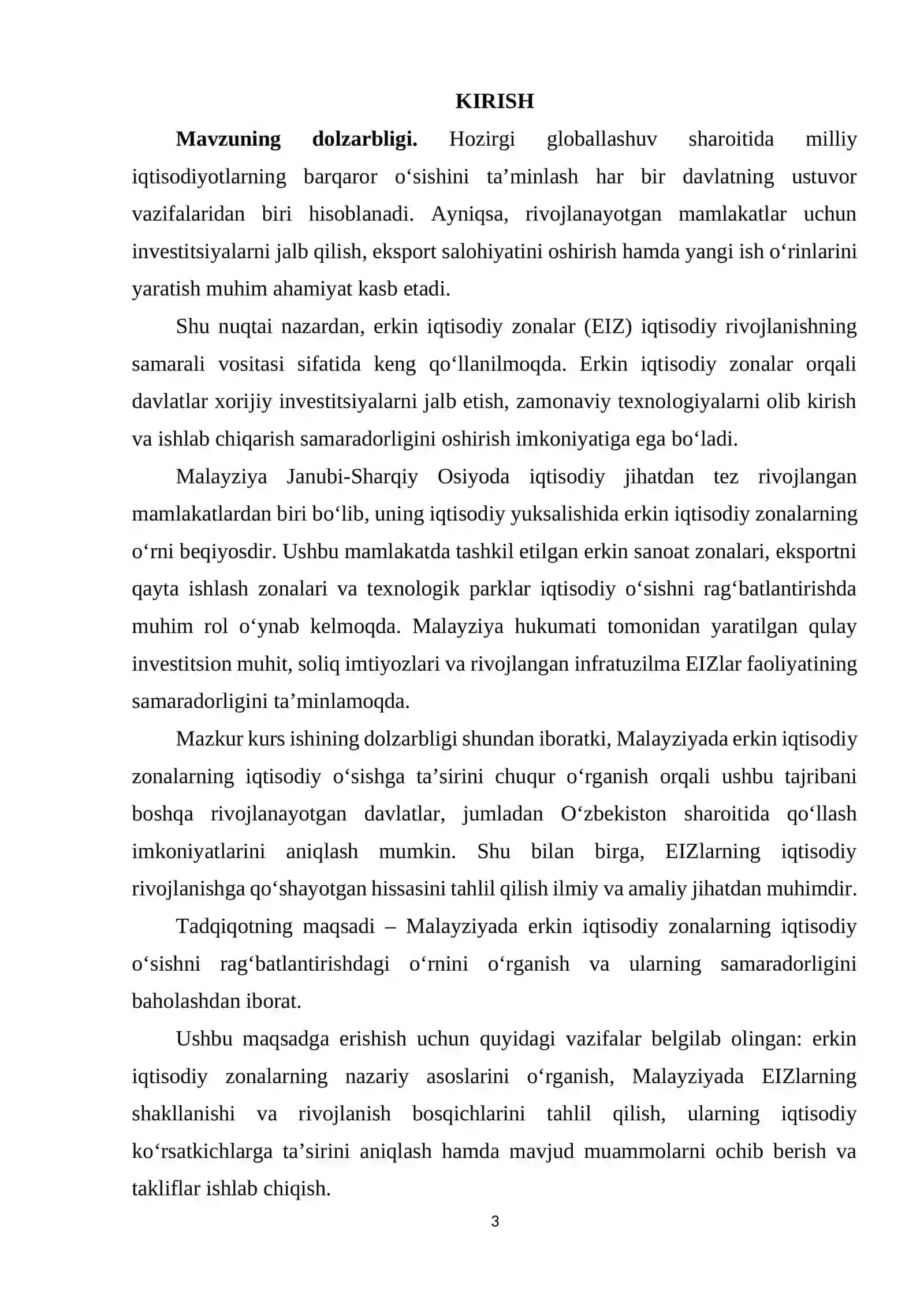 MALAYZIYADA IQTISODIY O‘SISHNI RAG‘BATLANTIRISHDA ERKIN IQTISODIY ZONALARNING O‘RNI 3