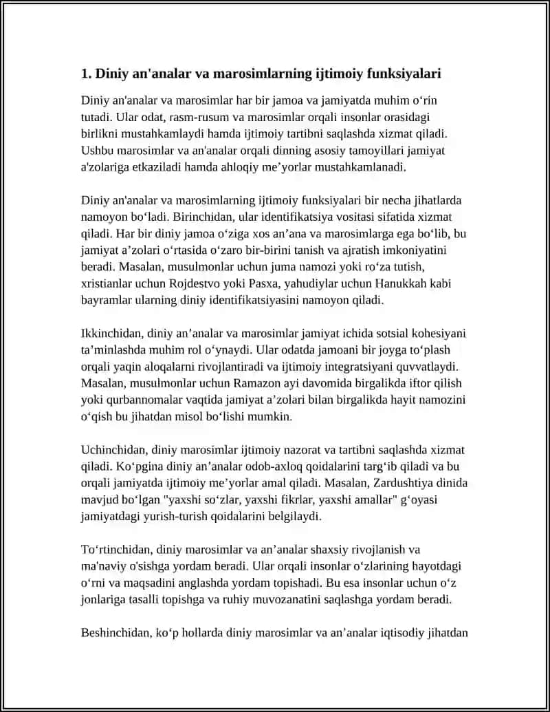 DINIY AN'ANALAR VA MAROSIMLARNING SOTSIOLOGIK TAHLILI 3