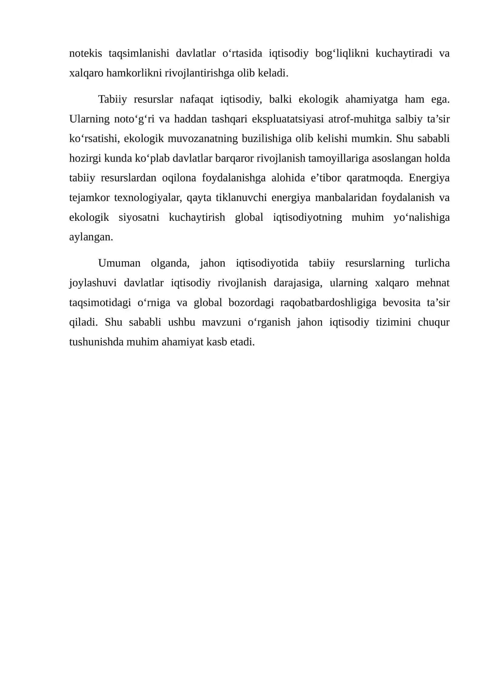 Tabiiy Resurslar va Iqtisodiyot 3