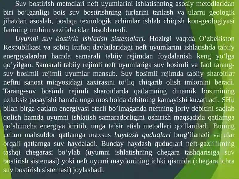 NEFT VA GAZ KONLARINI ISHLATISH SISTEMALARI VA ULARNI TATBIQ ETISH SHAROITLARI (2-ma’ruza) 3