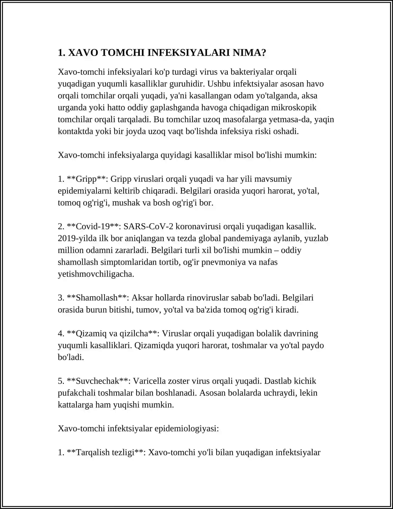 XAVO TOMCHI INFEKSIYALARI 3