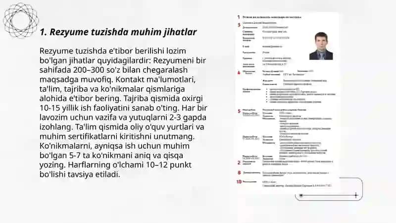 Rezyume tayyorlash, moslashuvchan fikrlash va ijodkorlik 3