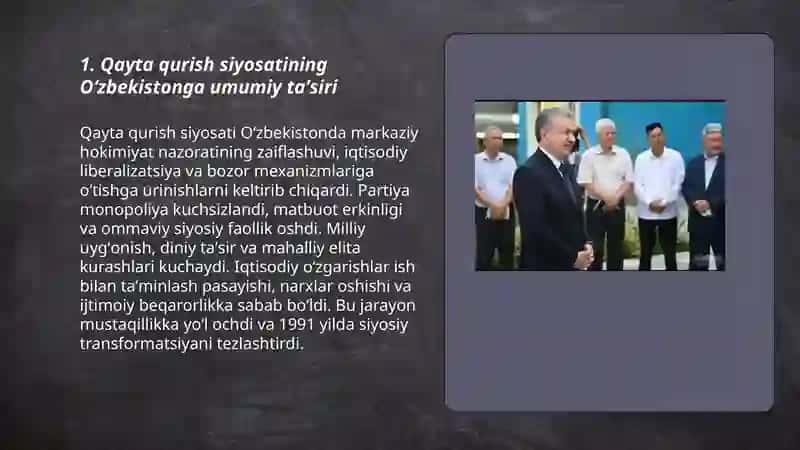 Qayta qurish siyosatining Oʻzbekistonga umumiy taʼsiri 3