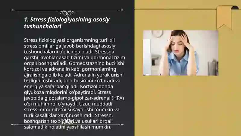 Stress fiziologiyasi, stress reaksiyalari, Stressning turli mexanizmlari. 3