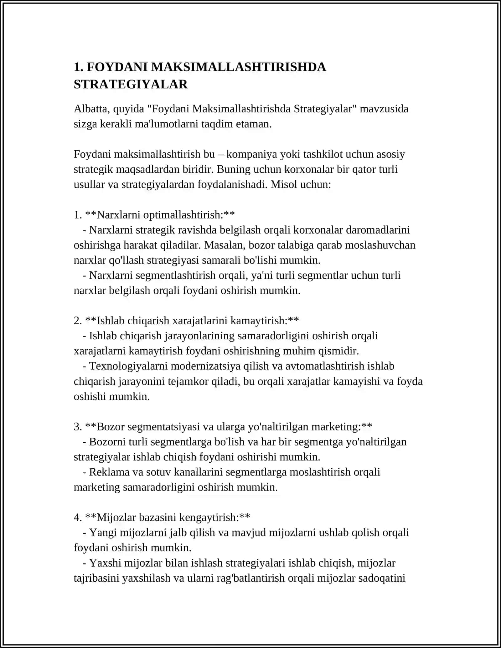 FOYDANI MAKSIMALLASHTIRISH MASALASI 3