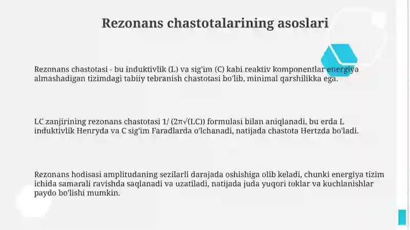 Elektron vositalarning rezonans chastotalarini aniqlash 3