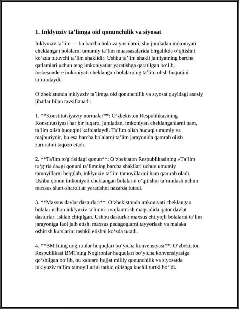 IMKONIYATI CHEKLANGAN BOLALARNI SAMARALI INKLYUZIV TAʼLIM OLISHINING ASOSIY SHARTLARI 3