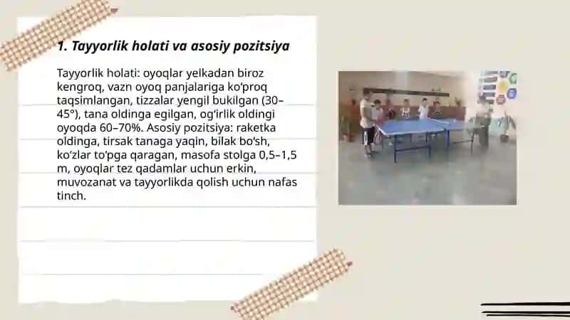Rizaqulova Nasima - Stol tennisi o'yinida uchraydigan holat va harakatlarga o'rganish 3