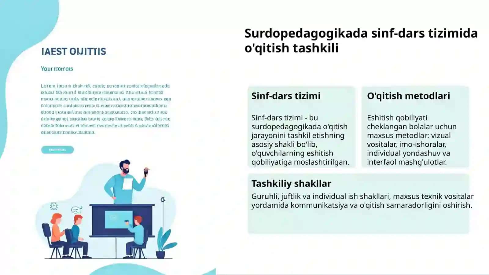 Eshitishida nuqsoni bo'lgan bolalarni o'qitish shakllari 3