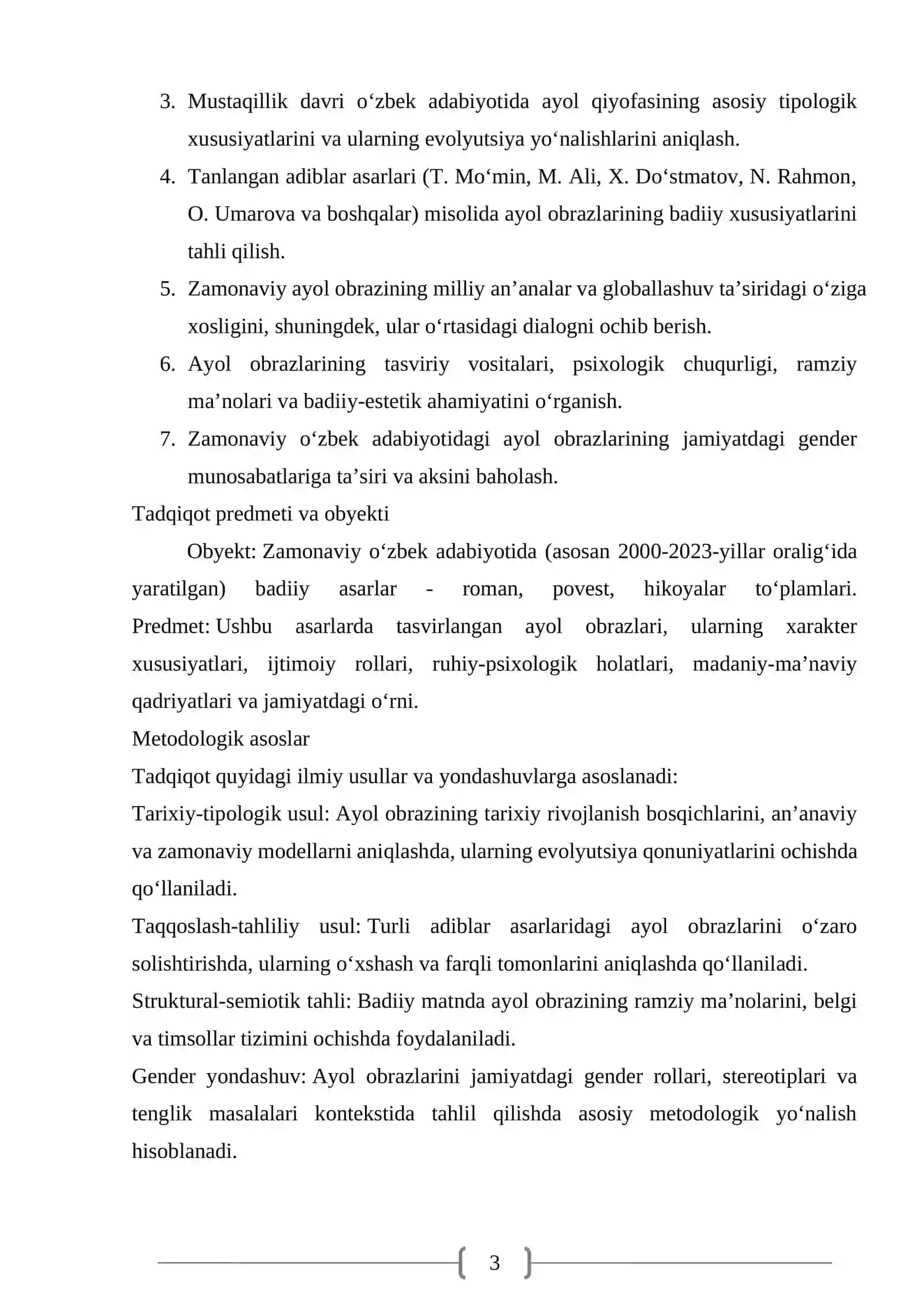 Zamonaviy Oʻzbek Adabiyotida Ayol Obrazlari Tipologiyasi va Badiiy Xususiyatlari 3