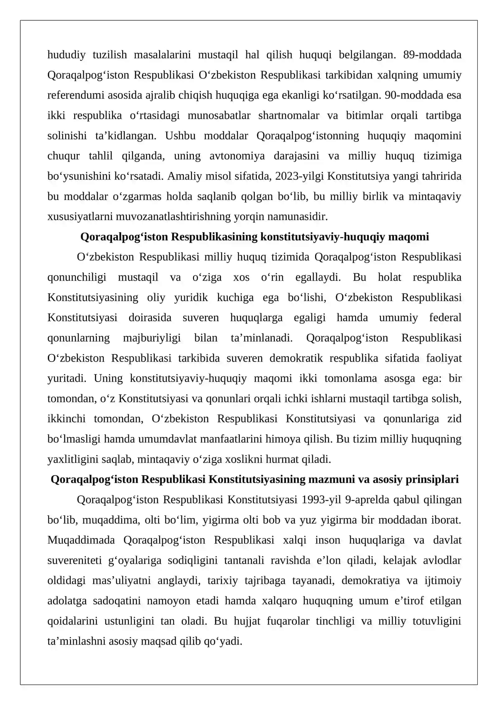 O‘zbekiston Respublikasi milliy huquq tizimida Qoraqalpo‘g‘iston Respublikasi qonunchiligi 3