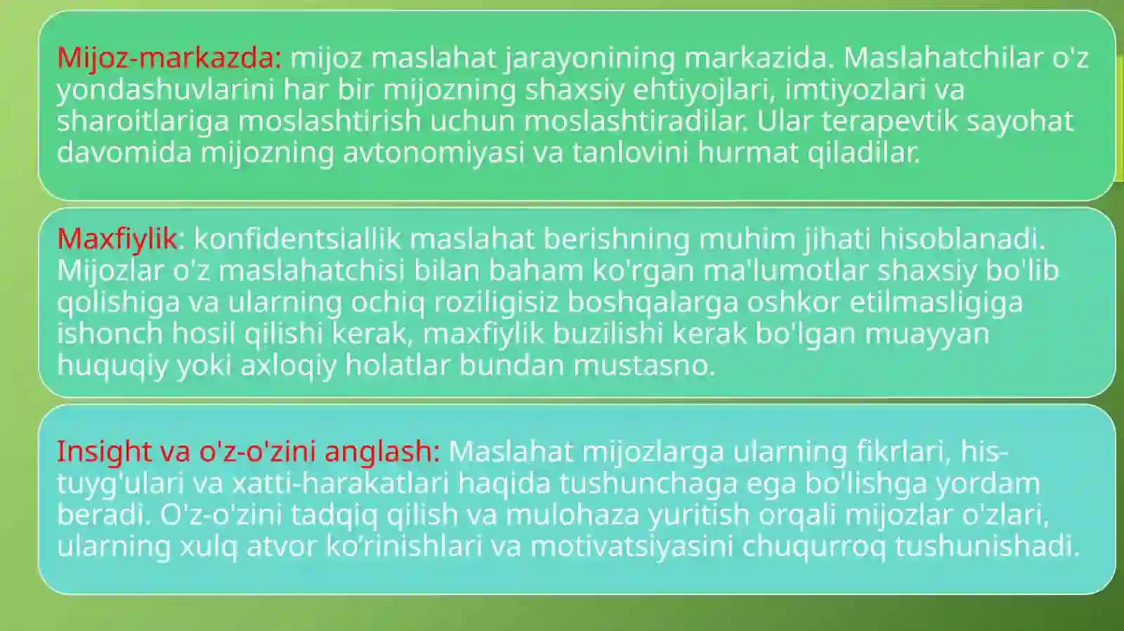 Konsultativ yordam tamoyillari 3