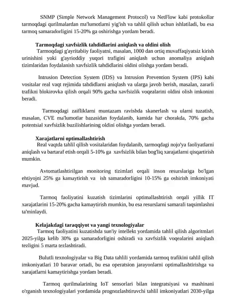 Qo‘shma tarmoqda faollik nazorati va ishlash jarayonlari 3