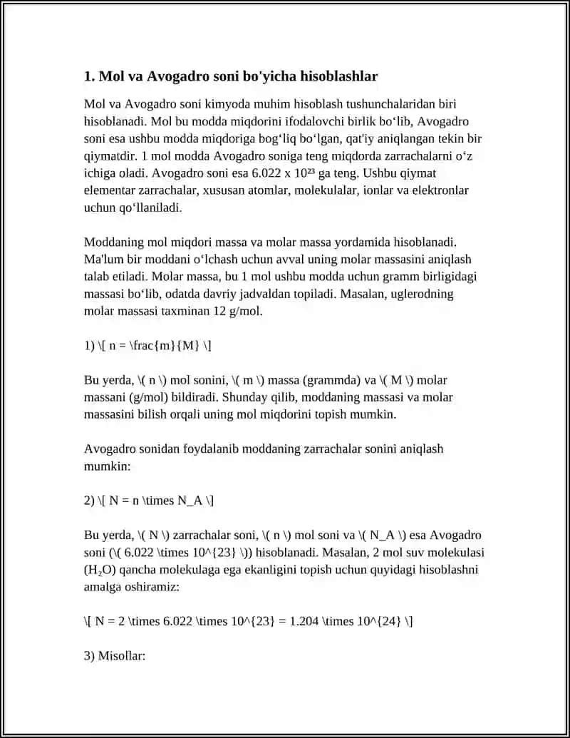 KIMYONING ASOSIY TUSHUNCHALARIGA OID HISOBLASHLAR 3