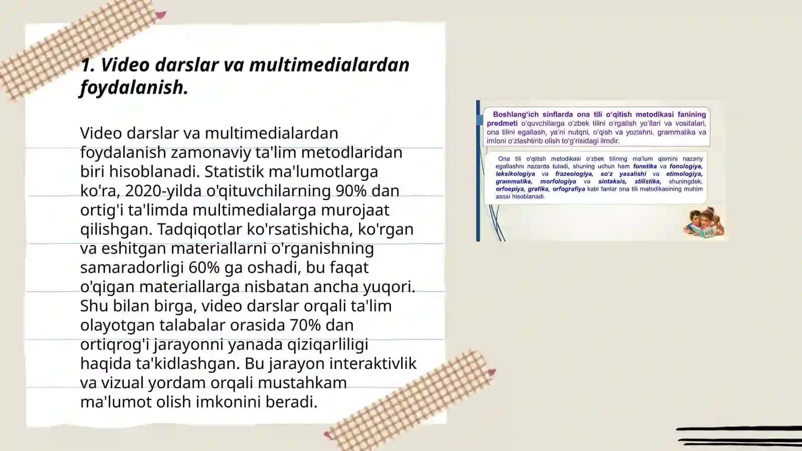 Video darslar va multimedialardan foydalanish 3